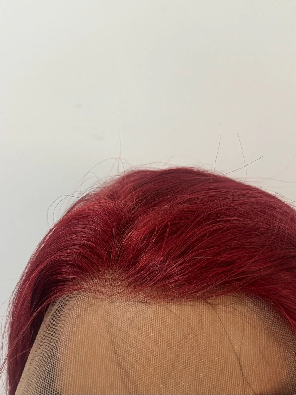 100% Human Hair Burgundy Red Lace Front Wig Long Straight Hair 24 in